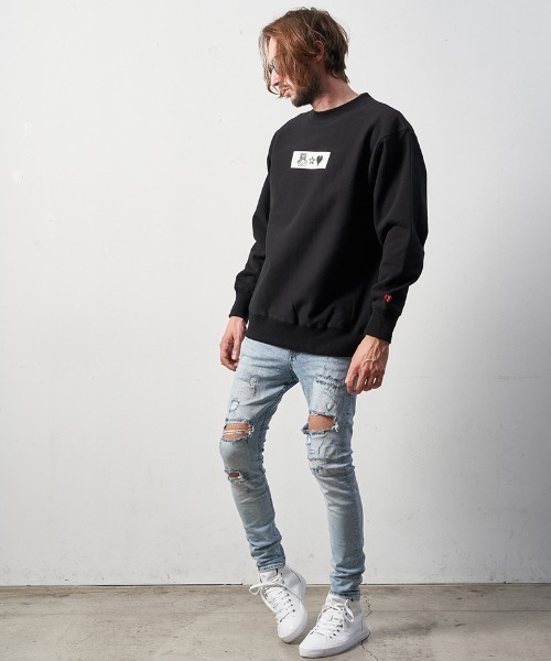 STUD MUFFIN（スタッドマフィン）の「msw1232-12ozヘビーウエイト裏毛パイル ボックス-サークルグラム発泡キューブプリント スエットシャツ（スウェット・メンズ・ブラック/アッシュ・2/4/3）」の14枚目の写真