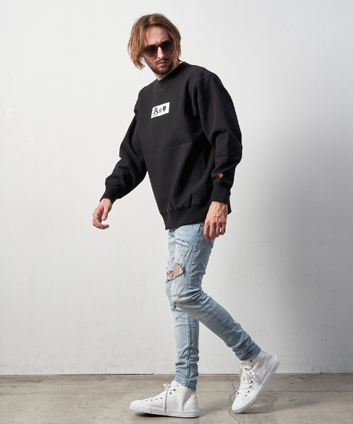 STUD MUFFIN（スタッドマフィン）の「msw1232-12ozヘビーウエイト裏毛パイル ボックス-サークルグラム発泡キューブプリント スエットシャツ（スウェット・メンズ・ブラック/アッシュ・2/4/3）」の19枚目の写真