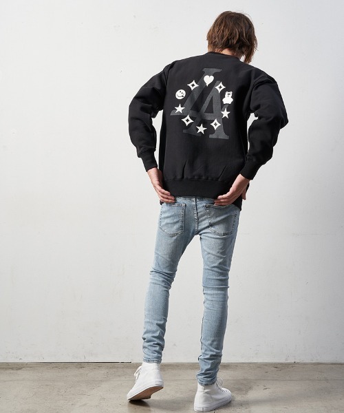 STUD MUFFIN（スタッドマフィン）の「msw1232-12ozヘビーウエイト裏毛パイル ボックス-サークルグラム発泡キューブプリント スエットシャツ（スウェット・メンズ・ブラック/アッシュ・2/4/3）」の10枚目の写真