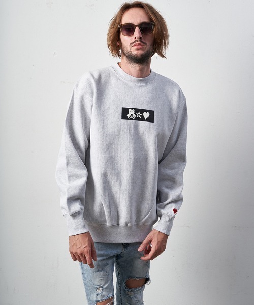 STUD MUFFIN（スタッドマフィン）の「msw1232-12ozヘビーウエイト裏毛パイル ボックス-サークルグラム発泡キューブプリント スエットシャツ（スウェット・メンズ・ブラック/アッシュ・2/4/3）」の6枚目の写真