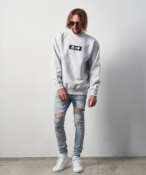 STUD MUFFIN（スタッドマフィン）の「msw1232-12ozヘビーウエイト裏毛パイル ボックス-サークルグラム発泡キューブプリント スエットシャツ（スウェット・メンズ・ブラック/アッシュ・2/4/3）」の9枚目の写真