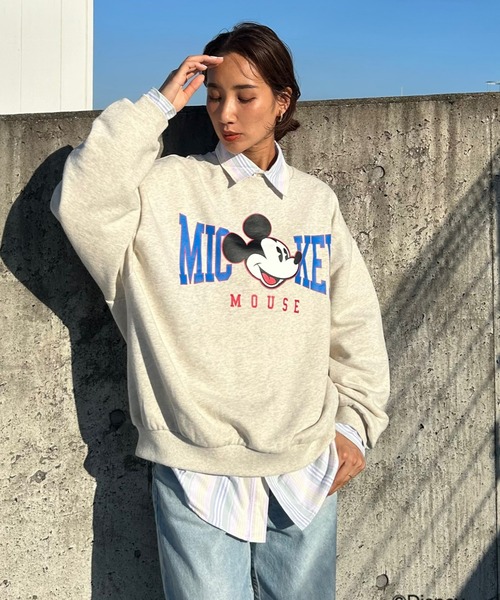 MICKEY)フェイスロゴBIGスウェットトップス（スウェット）｜RODEO