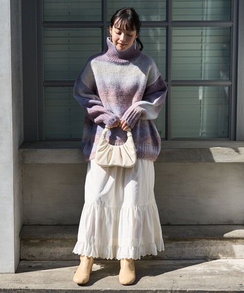 FREAK'S STORE（フリークスストア）の「グラデーションタートルニットプルオーバー（ニット/セーター・レディース・オレンジ/グレー/ブルー・ﾌﾘ-）」の4枚目の写真