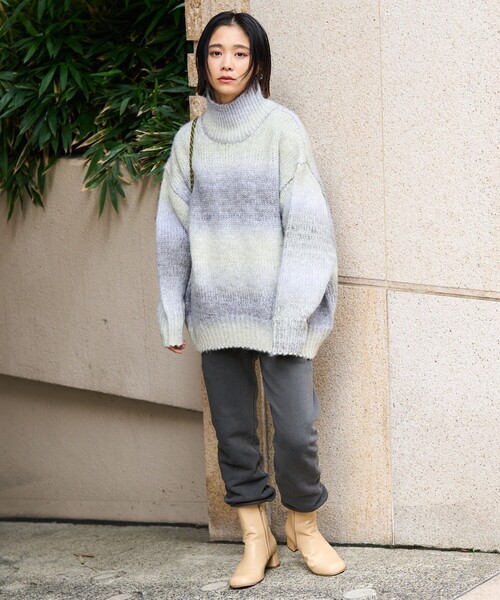 FREAK'S STORE（フリークスストア）の「グラデーションタートルニットプルオーバー（ニット/セーター・レディース・オレンジ/グレー/ブルー・ﾌﾘ-）」の8枚目の写真