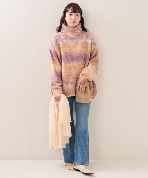 FREAK'S STORE（フリークスストア）の「グラデーションタートルニットプルオーバー（ニット/セーター・レディース・オレンジ/グレー/ブルー・ﾌﾘ-）」の13枚目の写真