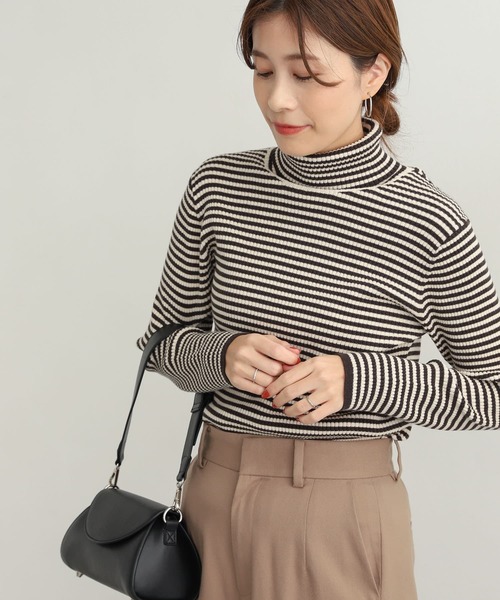 URBAN RESEARCH DOORS(アーバンリサーチドアーズ)の「ボーダーリブタートル(ニット/セーター・レディース・モカ/チャコールグレー・MEDIUM)」の13枚目の写真