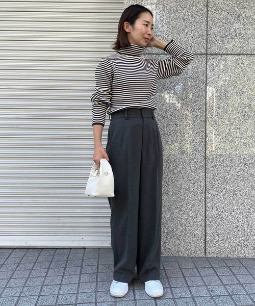 URBAN RESEARCH DOORS(アーバンリサーチドアーズ)の「ボーダーリブタートル(ニット/セーター・レディース・モカ/チャコールグレー・MEDIUM)」の18枚目の写真