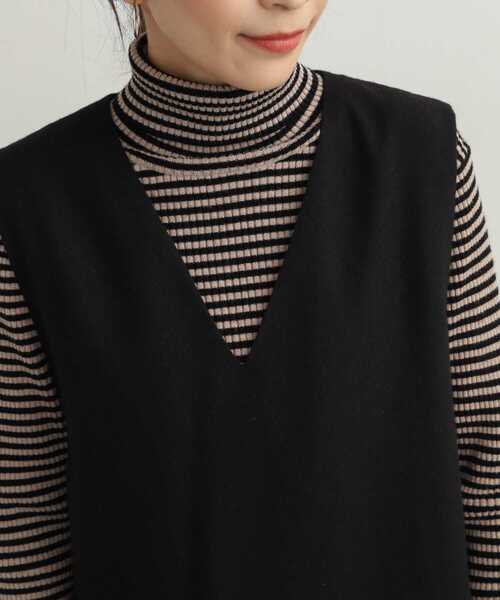 URBAN RESEARCH DOORS(アーバンリサーチドアーズ)の「ボーダーリブタートル(ニット/セーター・レディース・モカ/チャコールグレー・MEDIUM)」の19枚目の写真