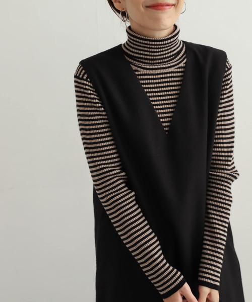 URBAN RESEARCH DOORS(アーバンリサーチドアーズ)の「ボーダーリブタートル(ニット/セーター・レディース・モカ/チャコールグレー・MEDIUM)」の22枚目の写真