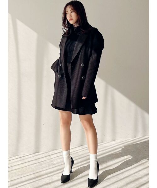 RESEXXY（リゼクシー）の「ショルダーギャザーツイードミディジャケット【セットアップ着用可能】（テーラードジャケット・レディース・アイボリー/ブラック/グリーン・FREE）」の18枚目の写真