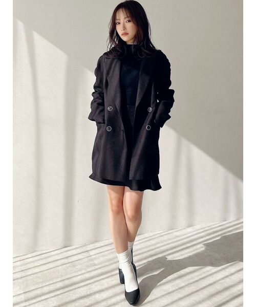 RESEXXY（リゼクシー）の「ショルダーギャザーツイードミディジャケット【セットアップ着用可能】（テーラードジャケット・レディース・アイボリー/ブラック/グリーン・FREE）」の19枚目の写真