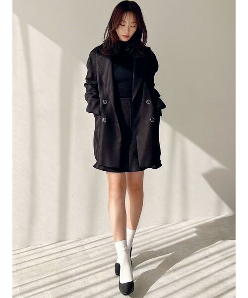 RESEXXY（リゼクシー）の「ショルダーギャザーツイードミディジャケット【セットアップ着用可能】（テーラードジャケット・レディース・アイボリー/ブラック/グリーン・FREE）」の20枚目の写真