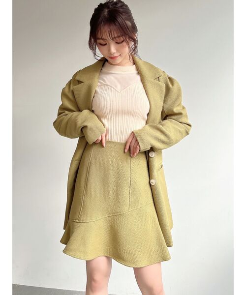 RESEXXY（リゼクシー）の「ショルダーギャザーツイードミディジャケット【セットアップ着用可能】（テーラードジャケット・レディース・アイボリー/ブラック/グリーン・FREE）」の22枚目の写真