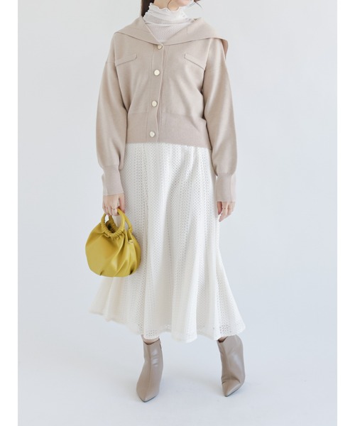 Te chichi（テチチ）の「起毛レースフレアスカート（スカート・レディース・チャコール/オフホワイト・ﾌﾘ-）」の9枚目の写真