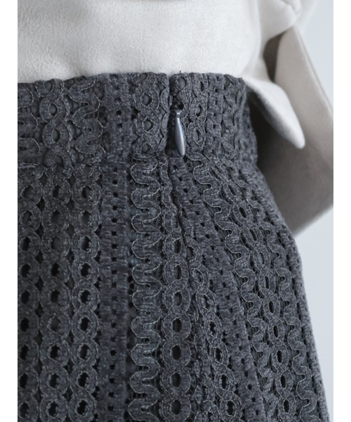 Te chichi（テチチ）の「起毛レースフレアスカート（スカート・レディース・チャコール/オフホワイト・ﾌﾘ-）」の4枚目の写真