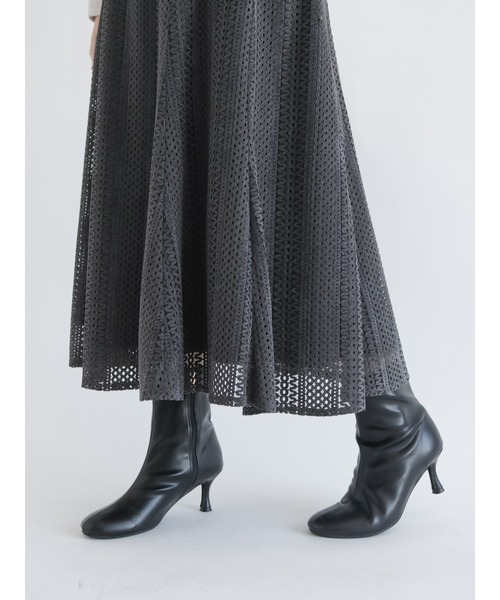 Te chichi（テチチ）の「起毛レースフレアスカート（スカート・レディース・チャコール/オフホワイト・ﾌﾘ-）」の5枚目の写真