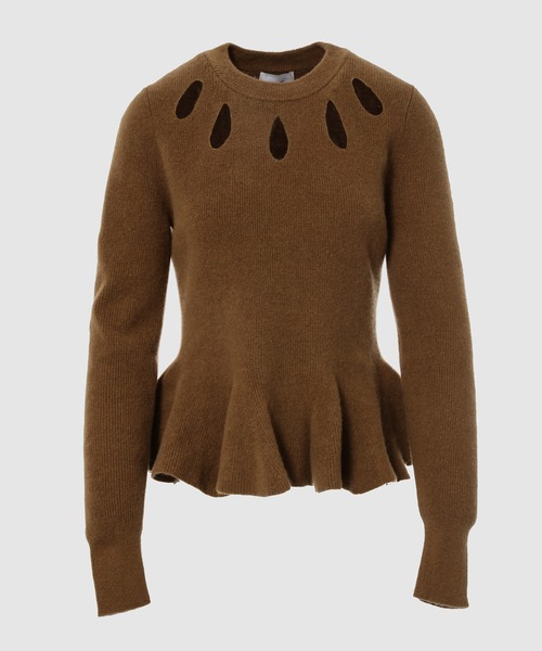 Erdem(アーデム)の「SLIM FIT CREW NECK PEPLUM JUMPER(ニット/セーター・レディース・ブラウン系その他・S/M)」の1枚目の写真