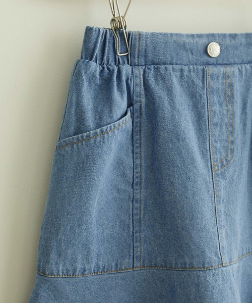 ROPE' PICNIC（ロペピクニック）の「【KIDS】デニム切り替えフレアスカート（デニムスカート・キッズ・ネイビー/サックスブルー・120/130/140/150）」の3枚目の写真
