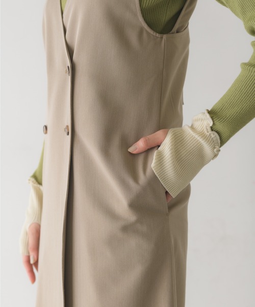 idem（イデム）の「3way gilet jumper skirt / 3wayジレジャンパースカート【サイズ展開あり】（ジャンパースカート・レディース・チャコールグレー/ベージュ・SMALL/FREE）」の16枚目の写真