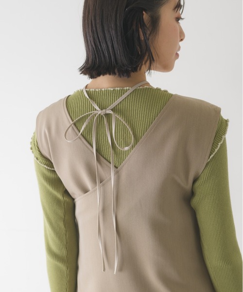 idem（イデム）の「3way gilet jumper skirt / 3wayジレジャンパースカート【サイズ展開あり】（ジャンパースカート・レディース・チャコールグレー/ベージュ・SMALL/FREE）」の9枚目の写真