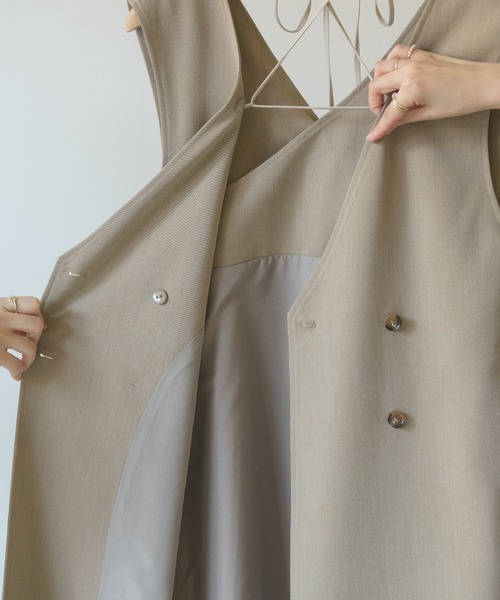 idem（イデム）の「3way gilet jumper skirt / 3wayジレジャンパースカート【サイズ展開あり】（ジャンパースカート・レディース・チャコールグレー/ベージュ・SMALL/FREE）」の7枚目の写真