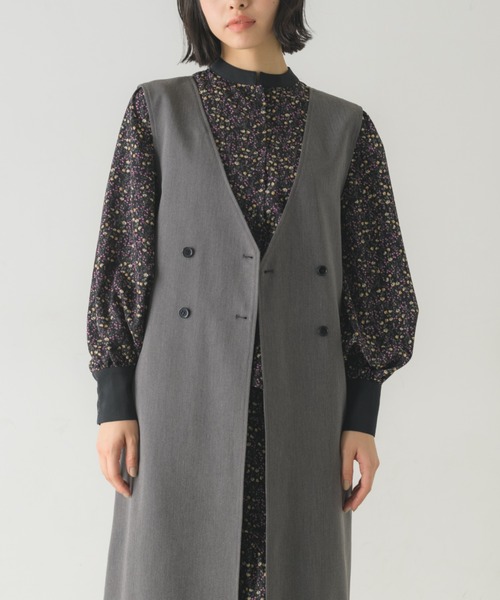 idem（イデム）の「3way gilet jumper skirt / 3wayジレジャンパースカート【サイズ展開あり】（ジャンパースカート・レディース・チャコールグレー/ベージュ・SMALL/FREE）」の6枚目の写真