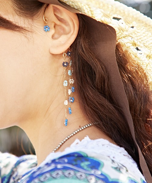 チャイハネ（チャイハネ）の「【チャイハネ】フラワーフェスタイヤーフック（イヤーカフ・レディース・ターコイズブルー/ブルー/ブラック/ピンク・FREE）」の6枚目の写真