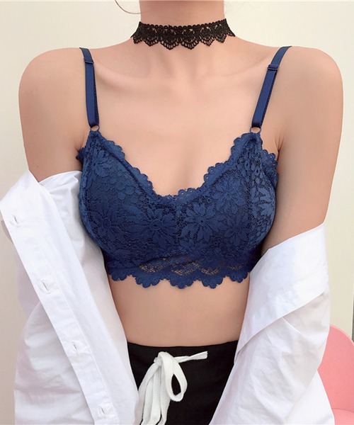 Lace Ladies(レースレディース)の「フラワーレースカップ付きインナー(ナイトブラ・レディース・ネイビー/ホワイト/ブラック/ワインレッド・FREE)」の3枚目の写真
