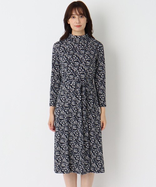 LAURA ASHLEY(ローラアシュレイ)の「【洗える】エルジン柄マットジャージワンピース(ワンピース・レディース・ネイビー系6・40/38)」の7枚目の写真