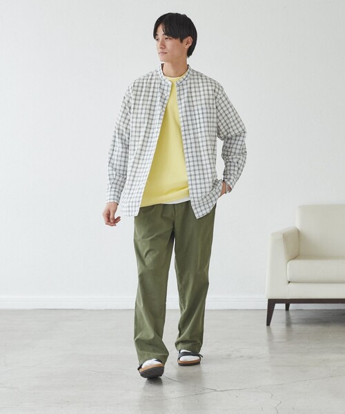 coen（コーエン）の「リネンミックスバンドカラーシャツ（シャツ/ブラウス・メンズ・ホワイト/オレンジ系その他/マスタード/ダークグリーン/コバルトブルー/その他1・S/M/L/XL）」の8枚目の写真