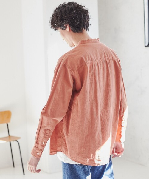 coen（コーエン）の「リネンミックスバンドカラーシャツ（シャツ/ブラウス・メンズ・ホワイト/オレンジ系その他/マスタード/ダークグリーン/コバルトブルー/その他1・S/M/L/XL）」の12枚目の写真