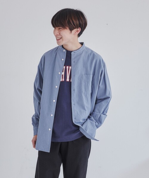 coen（コーエン）の「リネンミックスバンドカラーシャツ（シャツ/ブラウス・メンズ・ホワイト/オレンジ系その他/マスタード/ダークグリーン/コバルトブルー/その他1・S/M/L/XL）」の16枚目の写真