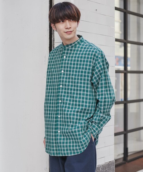 coen（コーエン）の「リネンミックスバンドカラーシャツ（シャツ/ブラウス・メンズ・ホワイト/オレンジ系その他/マスタード/ダークグリーン/コバルトブルー/その他1・S/M/L/XL）」の18枚目の写真