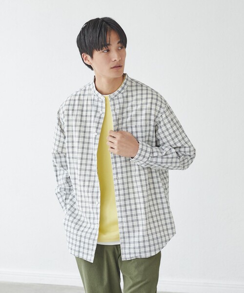 coen（コーエン）の「リネンミックスバンドカラーシャツ（シャツ/ブラウス・メンズ・ホワイト/オレンジ系その他/マスタード/ダークグリーン/コバルトブルー/その他1・S/M/L/XL）」の20枚目の写真