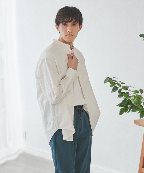 coen（コーエン）の「リネンミックスバンドカラーシャツ（シャツ/ブラウス・メンズ・ホワイト/オレンジ系その他/マスタード/ダークグリーン/コバルトブルー/その他1・S/M/L/XL）」の22枚目の写真