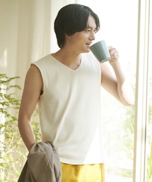 Blue Standard  | 【BLUE STANDARD/ブルースタンダード】抗菌防臭 テレコ素材使用 リブ ノースリーブ インナー Vネック(タンクトップ)