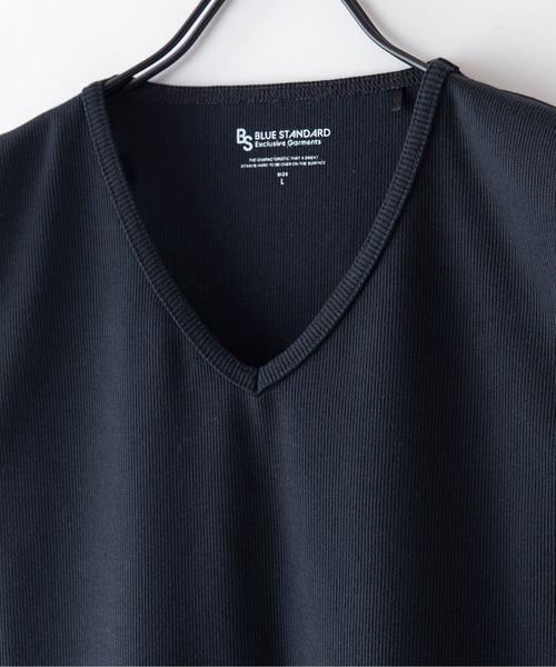 Blue Standard （ブルースタンダード）の「【BLUE STANDARD/ブルースタンダード】抗菌防臭 テレコ素材使用 リブ ノースリーブ インナー Vネック（タンクトップ・メンズ・ホワイト/ブラック/杢グレー・MEDIUM/LARGE/X-LARGE）」の13枚目の写真