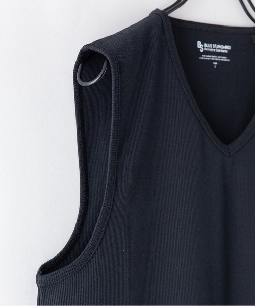 Blue Standard （ブルースタンダード）の「【BLUE STANDARD/ブルースタンダード】抗菌防臭 テレコ素材使用 リブ ノースリーブ インナー Vネック（タンクトップ・メンズ・ホワイト/ブラック/杢グレー・MEDIUM/LARGE/X-LARGE）」の14枚目の写真