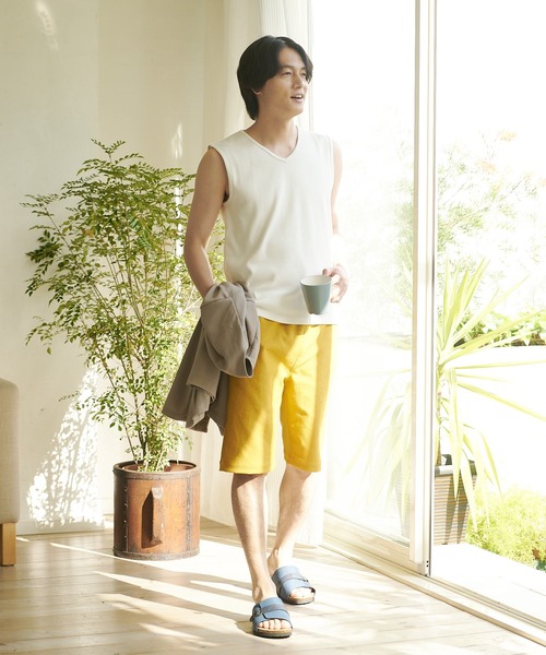 Blue Standard （ブルースタンダード）の「【BLUE STANDARD/ブルースタンダード】抗菌防臭 テレコ素材使用 リブ ノースリーブ インナー Vネック（タンクトップ・メンズ・ホワイト/ブラック/杢グレー・MEDIUM/LARGE/X-LARGE）」の4枚目の写真