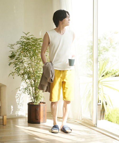 Blue Standard （ブルースタンダード）の「【BLUE STANDARD/ブルースタンダード】抗菌防臭 テレコ素材使用 リブ ノースリーブ インナー Vネック（タンクトップ・メンズ・ホワイト/ブラック/杢グレー・MEDIUM/LARGE/X-LARGE）」の5枚目の写真