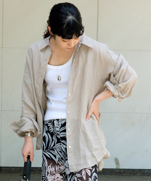 AP STUDIO - 2023 AP STUDIO リネンシャツ　ベージュ New Linen Wide Shirt（シャツ／ブラウス）｜AP STUDIO