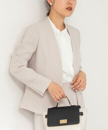 NOLLEY’S Sophi | 《セットアップ対応》ウォッシャブルライトダブルクロスノーカラージャケット(ノーカラージャケット)