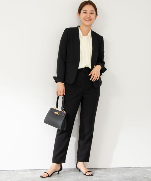 NOLLEY’S Sophi（ノーリーズソフィ）の「《セットアップ対応》ウォッシャブルライトダブルクロスノーカラージャケット（ノーカラージャケット・レディース・ブラック/ベージュ・40/36/38）」の8枚目の写真