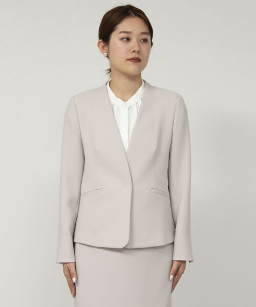 NOLLEY’S Sophi（ノーリーズソフィ）の「《セットアップ対応》ウォッシャブルライトダブルクロスノーカラージャケット（ノーカラージャケット・レディース・ブラック/ベージュ・40/36/38）」の17枚目の写真