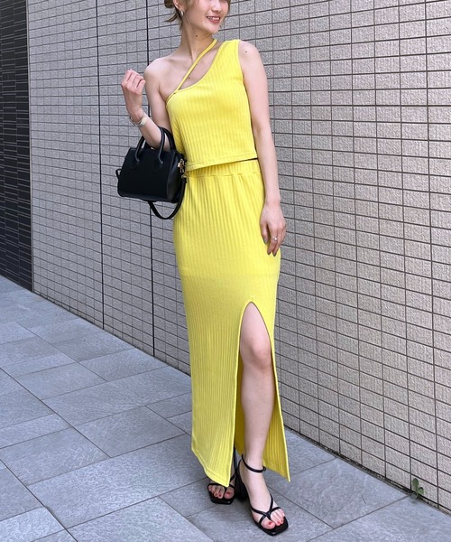 SPIRALGIRL（スパイラルガール）の「アシメリブタンクトップ（タンクトップ・レディース・ブラック/グリーン/イエロー・FREE）」の6枚目の写真