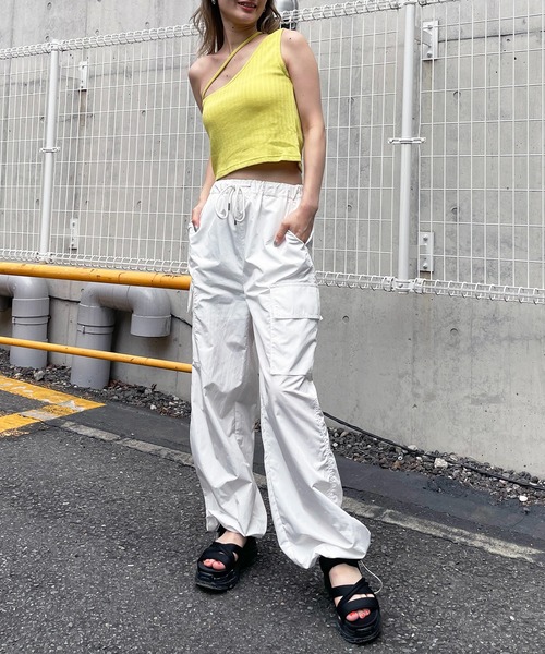 SPIRALGIRL（スパイラルガール）の「アシメリブタンクトップ（タンクトップ・レディース・ブラック/グリーン/イエロー・FREE）」の4枚目の写真