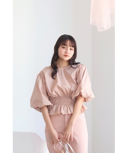muguet（ミュゲ）の「back ribbon balloon blouse（シャツ/ブラウス・レディース・ピンク/ホワイト・FREE）」の8枚目の写真