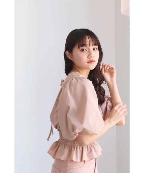 muguet（ミュゲ）の「back ribbon balloon blouse（シャツ/ブラウス・レディース・ピンク/ホワイト・FREE）」の17枚目の写真