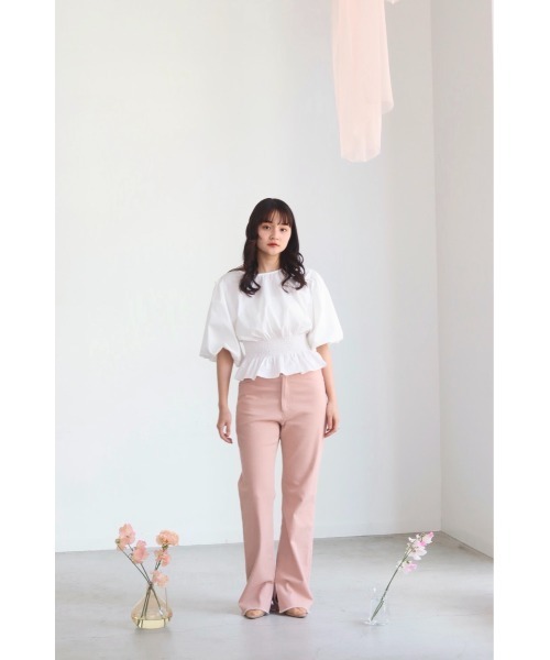 muguet（ミュゲ）の「back ribbon balloon blouse（シャツ/ブラウス・レディース・ピンク/ホワイト・FREE）」の3枚目の写真