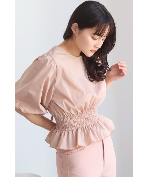 muguet（ミュゲ）の「back ribbon balloon blouse（シャツ/ブラウス・レディース・ピンク/ホワイト・FREE）」の11枚目の写真